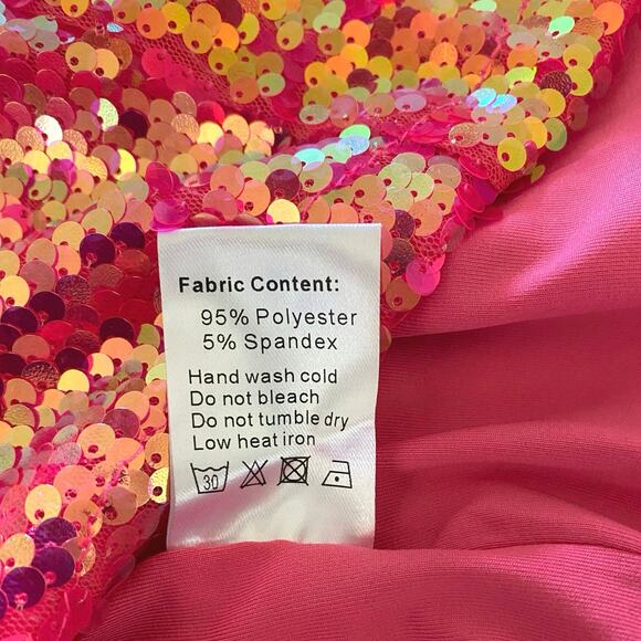 NEW Akira Maximum Sequin One Shoulder Mini Dress Sz L Iridescent Hot Pink Party - Picture 12 of 13